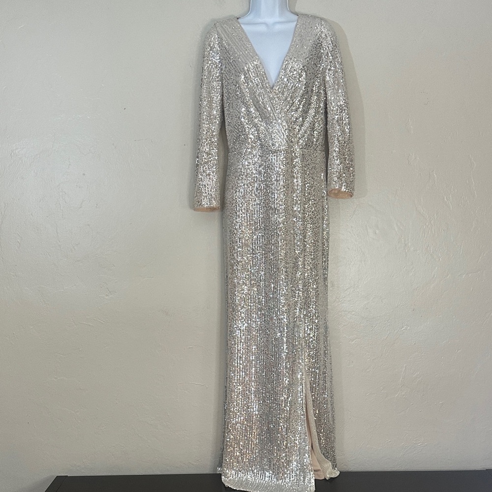 Ever Pretty Silver Sequin Maxi Dress